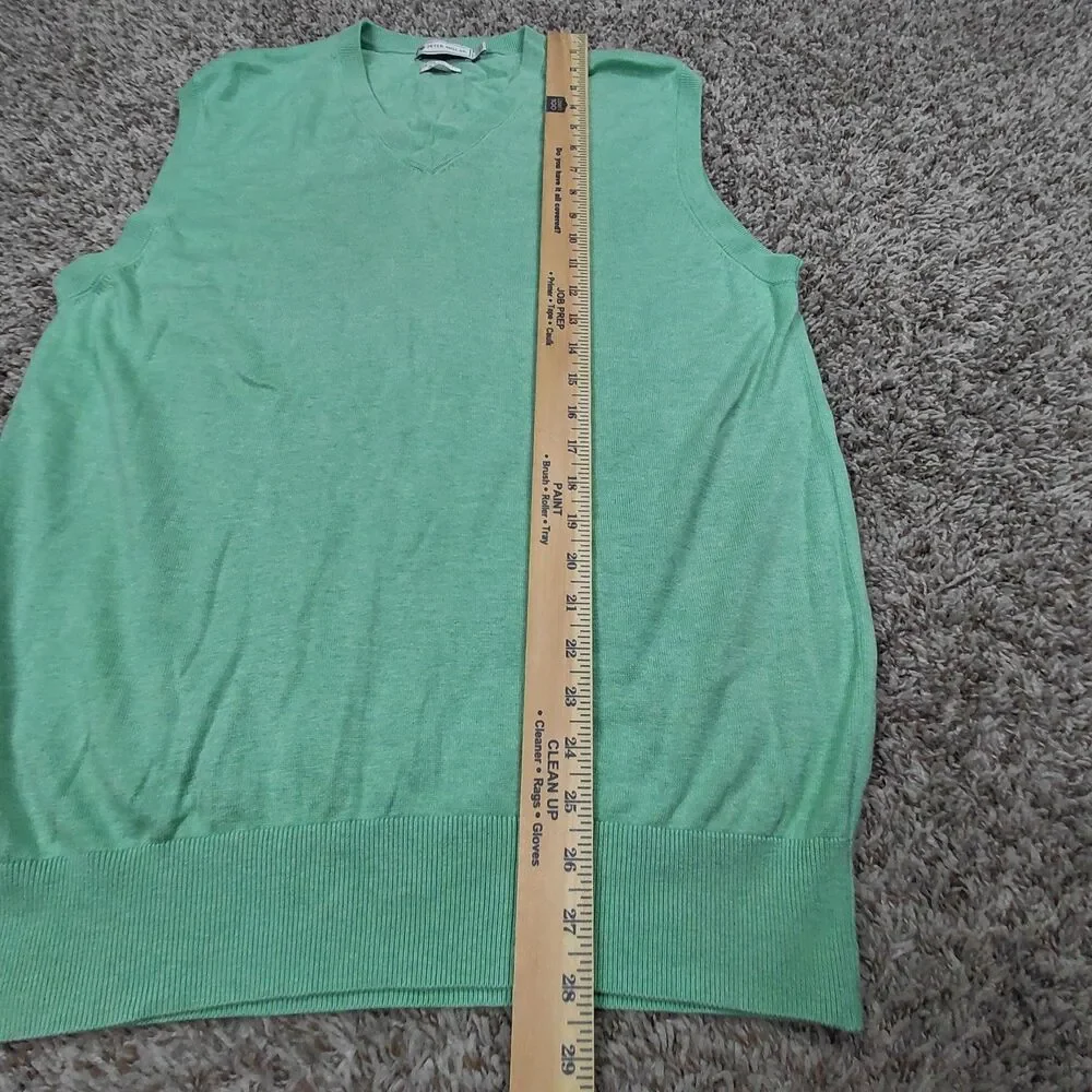 Peter Millar Sweater Vest Mens Large Green Silk Cotton Cashmere Blend Preppy
